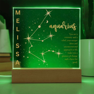 Personalized Aquarius LED Lighted Name Plaque