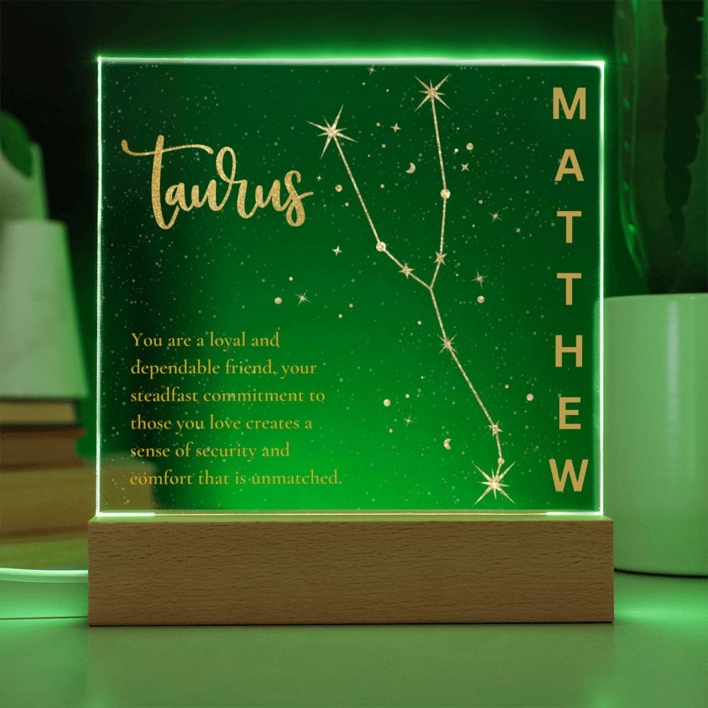 Personalized Taurus LED Lighted Name Plaque