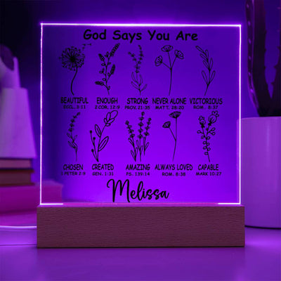 Personalized God Says You Are LED Lighted Acrylic Plaque