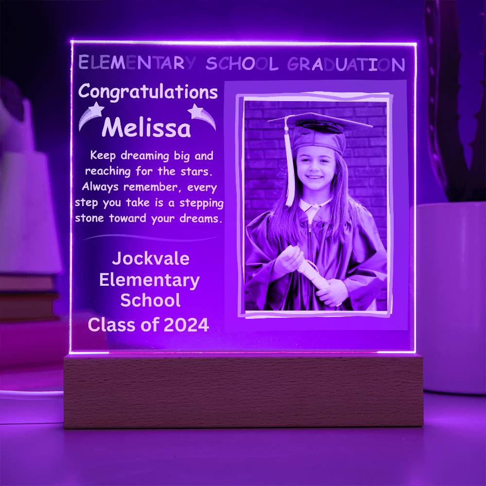 Personalized Photo Elementary School Graduation LED Lighted Acrylic Plaque