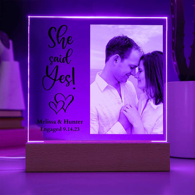 Personalized Engagement She Said Yes Led Lighted Square Acrylic Plaque