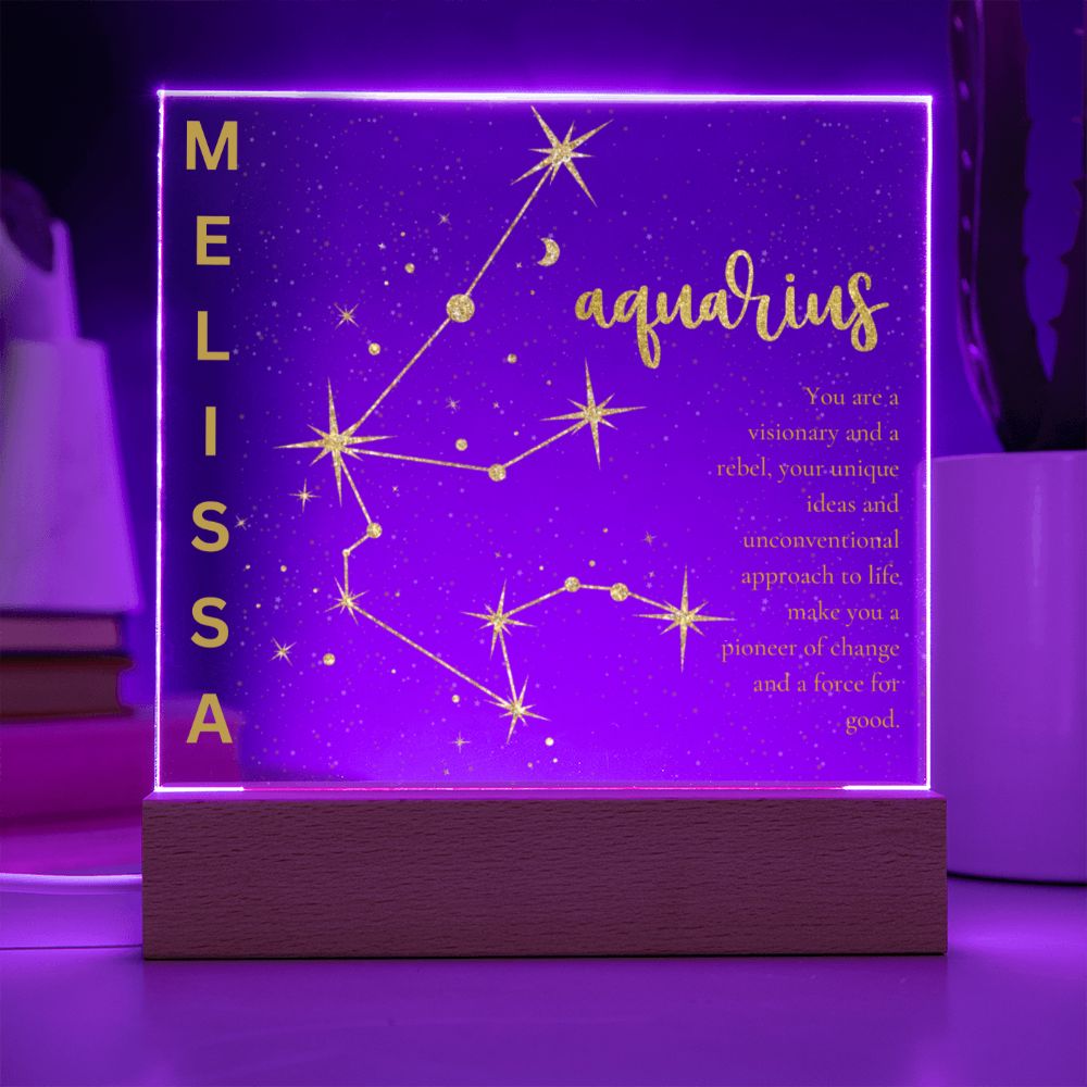 Personalized Aquarius LED Lighted Name Plaque