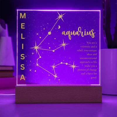 Personalized Aquarius LED Lighted Name Plaque