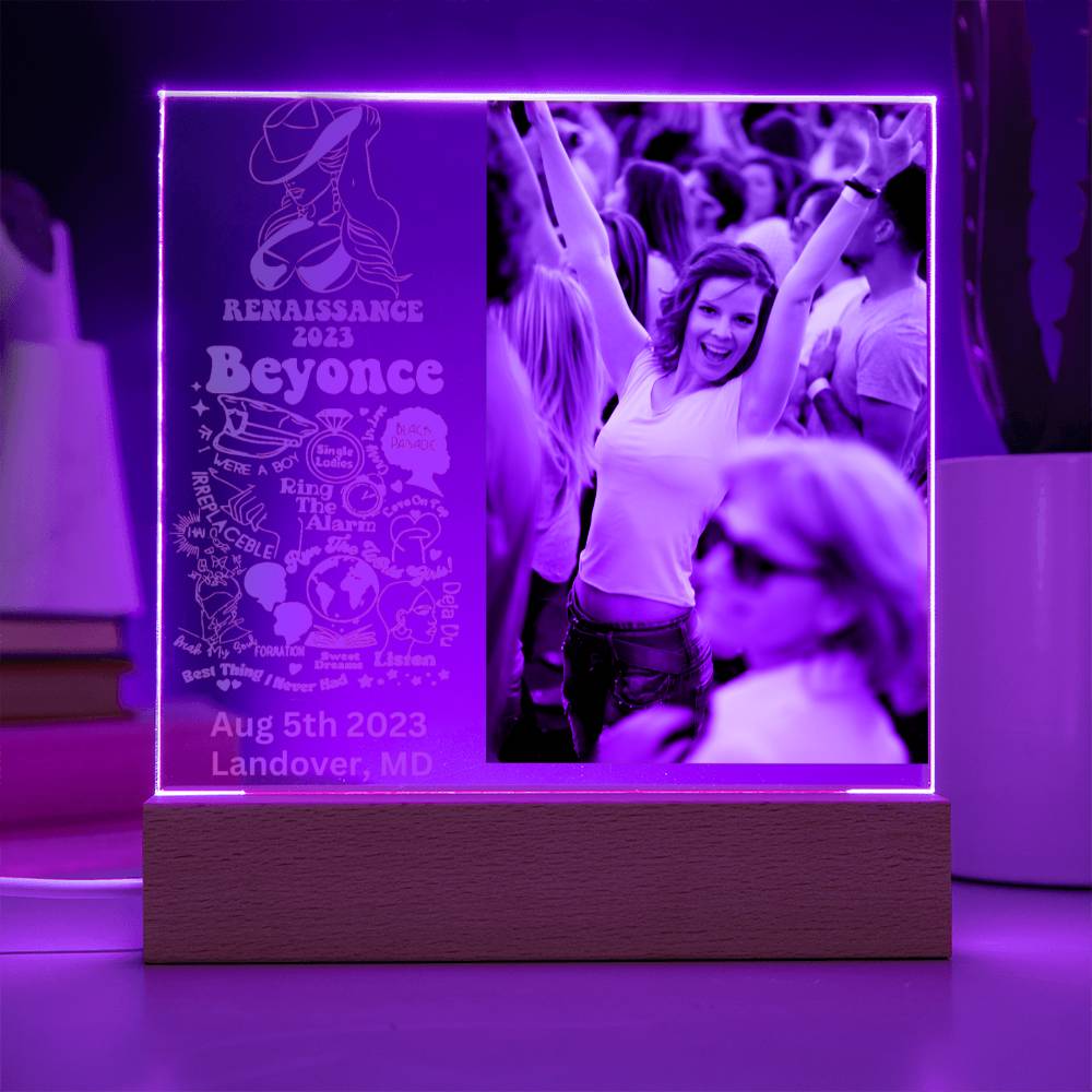 Personalized Beyonce Renaissance Tour LED Lighted Photo Memory Plaque