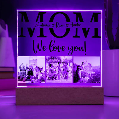 Personalized MOM with Kids Names We Love You LED Lighted Plaque