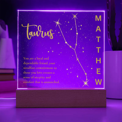 Personalized Taurus LED Lighted Name Plaque