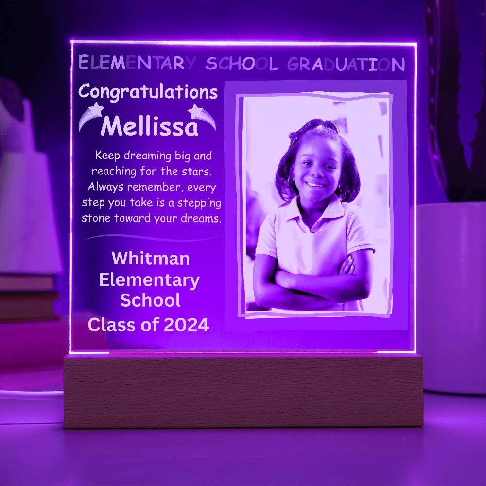 Personalized Elementary School Graduation Photo Acrylic Plaque