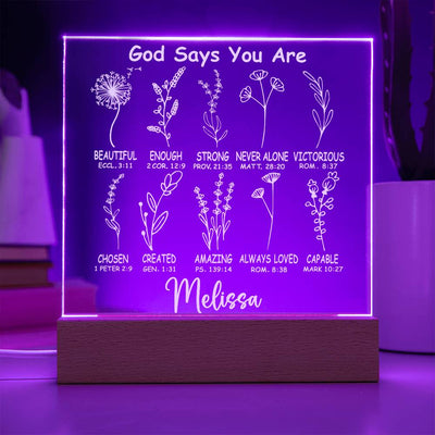 Personalized God Says You Are LED Lighted Acrylic Plaque