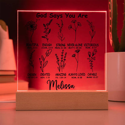 Personalized God Says You Are LED Lighted Acrylic Plaque