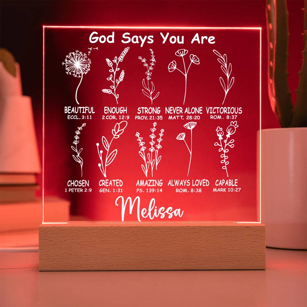 Personalized God Says You Are LED Lighted Acrylic Plaque