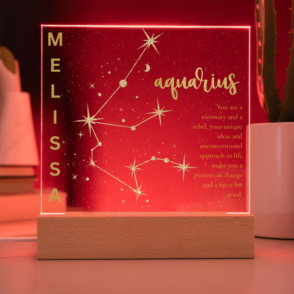 Personalized Aquarius LED Lighted Name Plaque