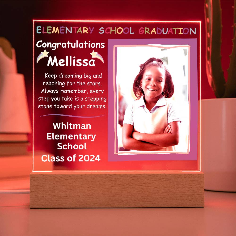 Personalized Elementary School Graduation Photo Acrylic Plaque