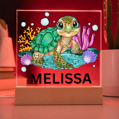 Turtle Name LED Lighted Plaque