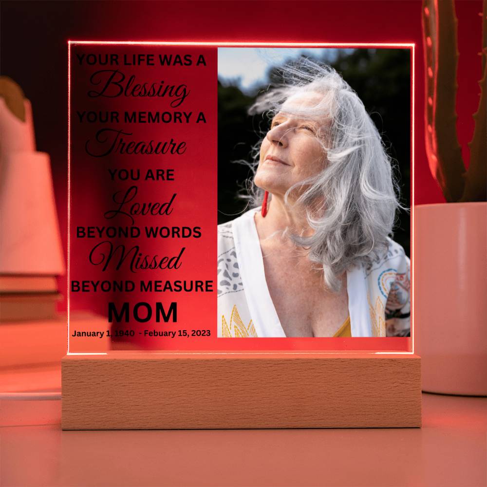 Mom Photo Memorial LED Lighted Plaque