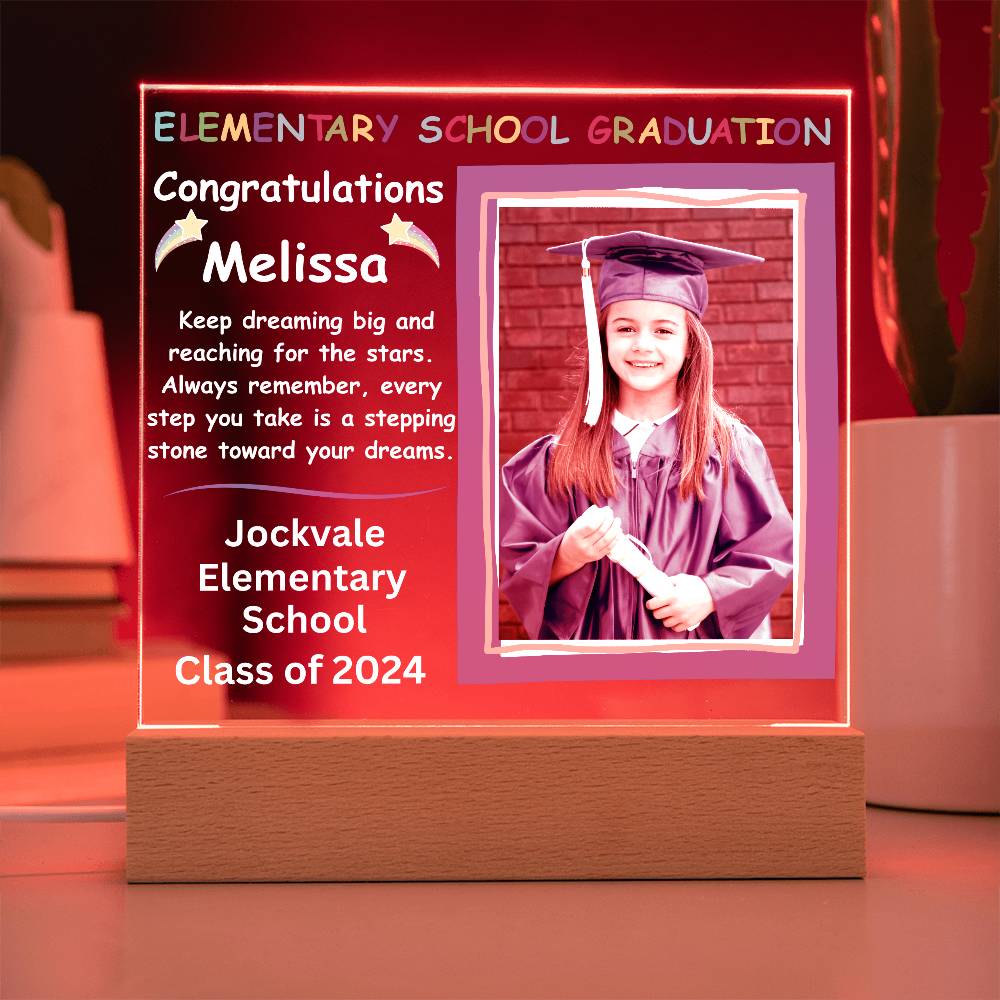 Personalized Photo Elementary School Graduation LED Lighted Acrylic Plaque