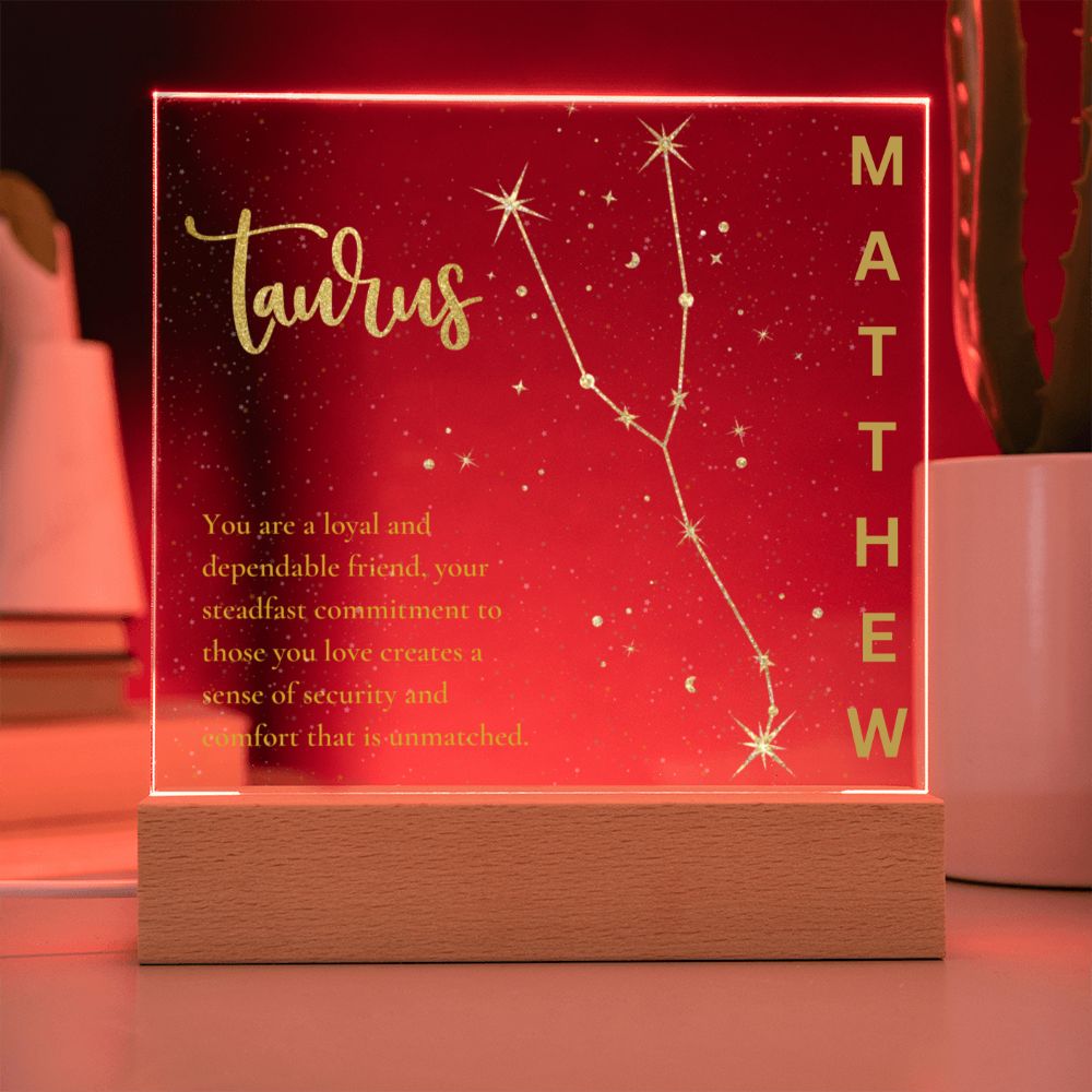 Personalized Taurus LED Lighted Name Plaque