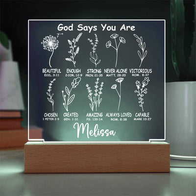 Personalized God Says You Are LED Lighted Acrylic Plaque