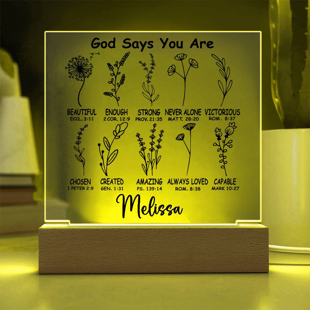 Personalized God Says You Are LED Lighted Acrylic Plaque