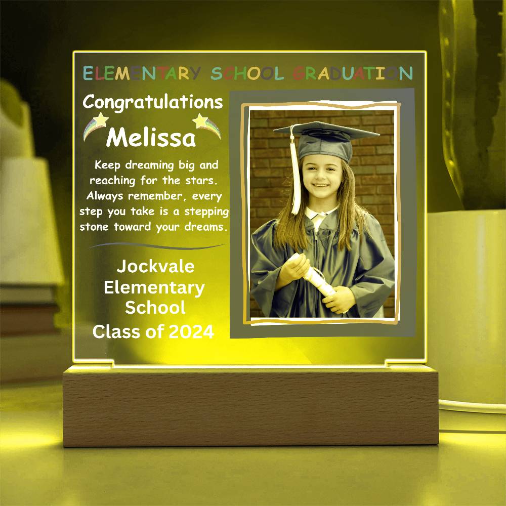 Personalized Photo Elementary School Graduation LED Lighted Acrylic Plaque