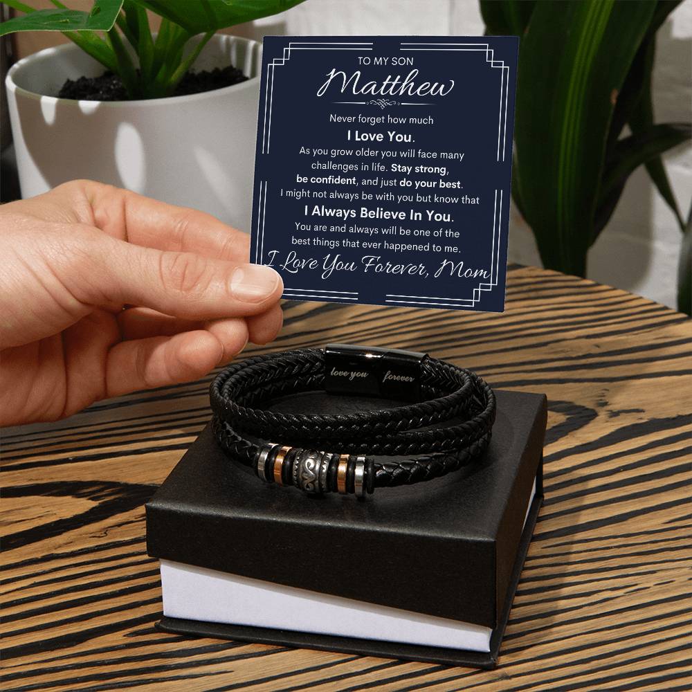 Personalized Son Leather Bracelet