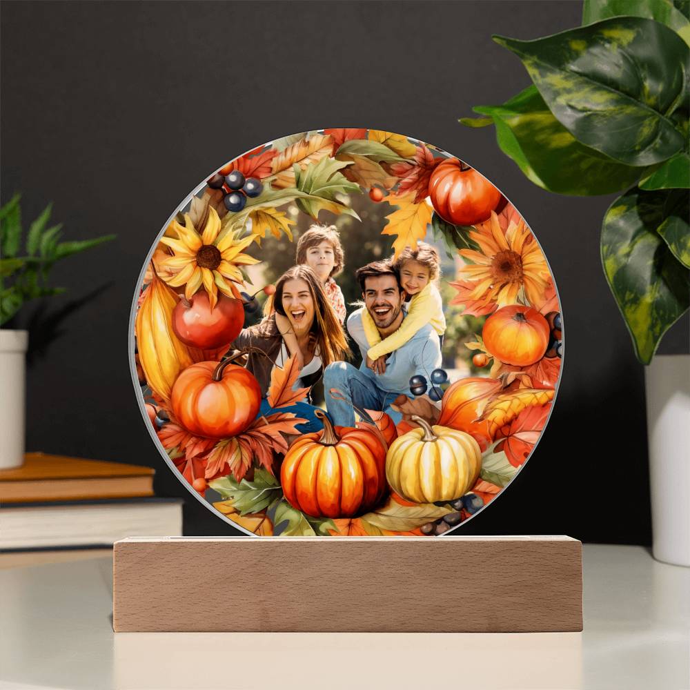 Fall Family Photo Wreath LED Lighted Plaque