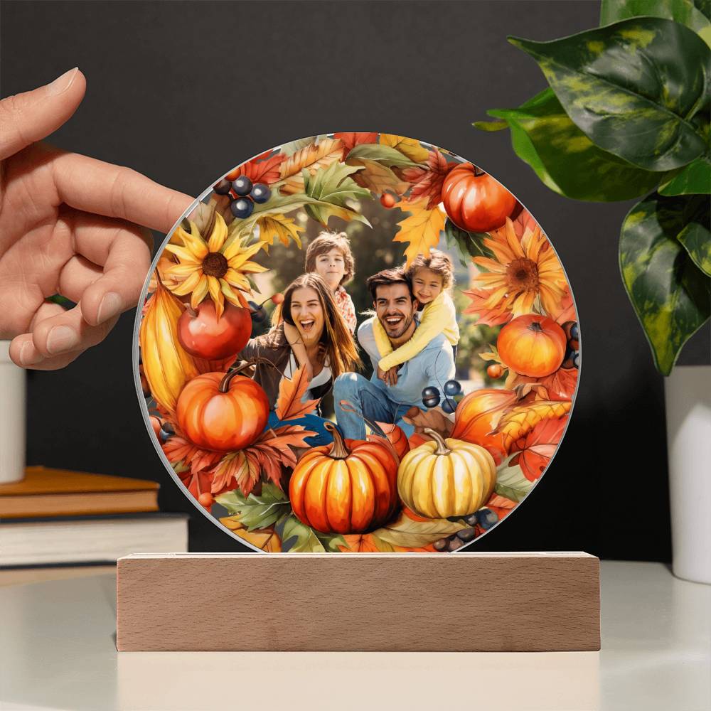 Fall Family Photo Wreath LED Lighted Plaque