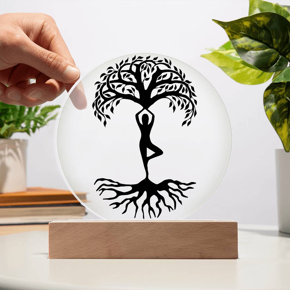 Yoga Buddha Tree LED Lighted Plaque