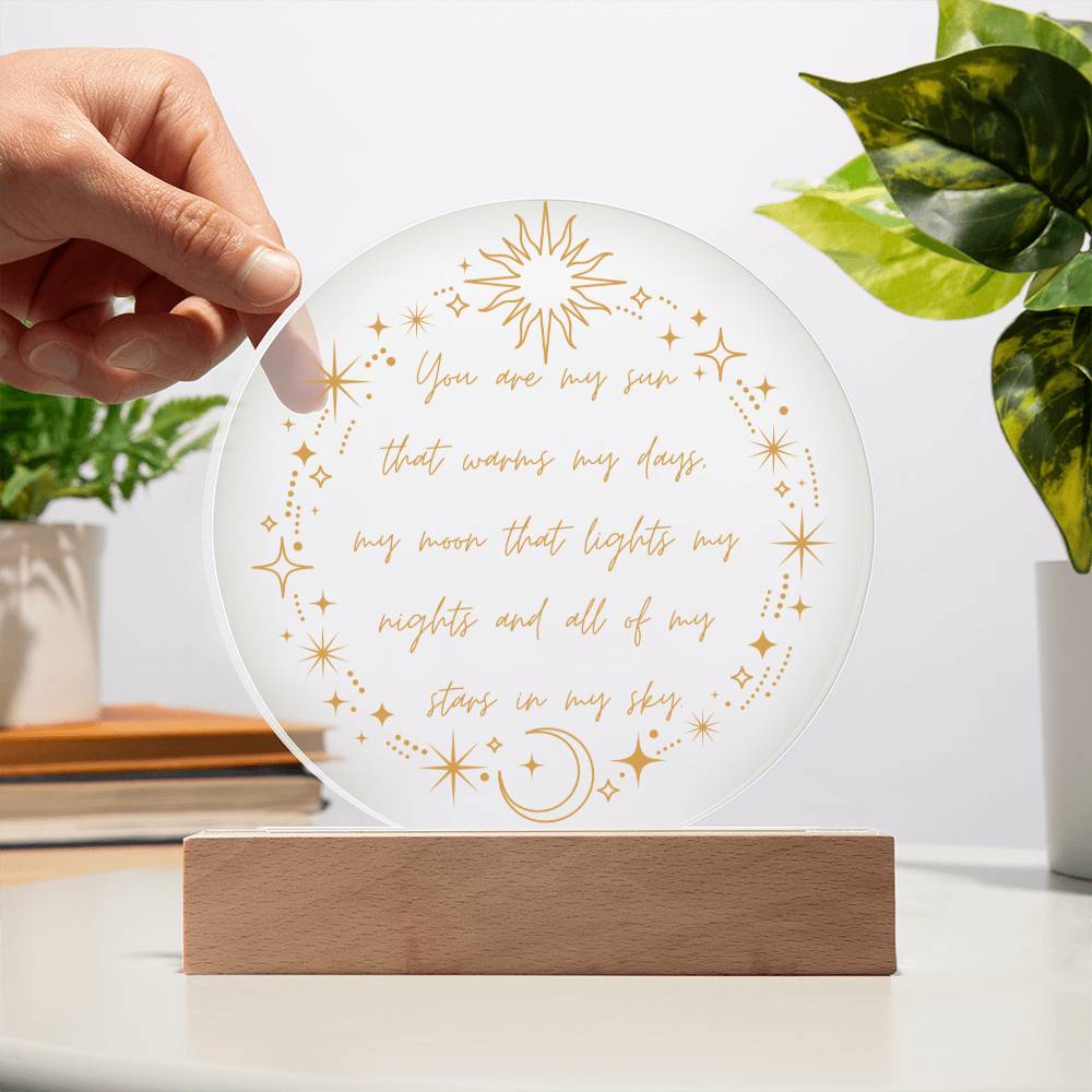 You Are My Sun Moon & Stars LED Lighted Plaque