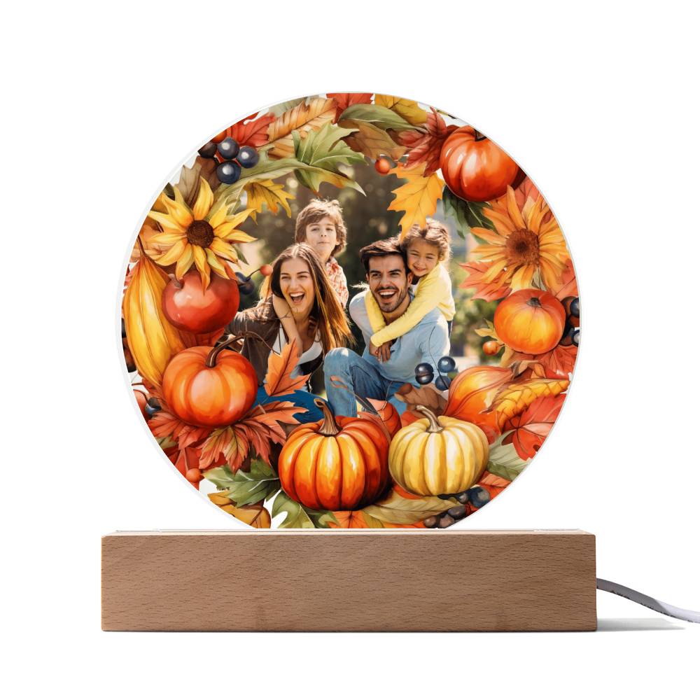 Fall Family Photo Wreath LED Lighted Plaque