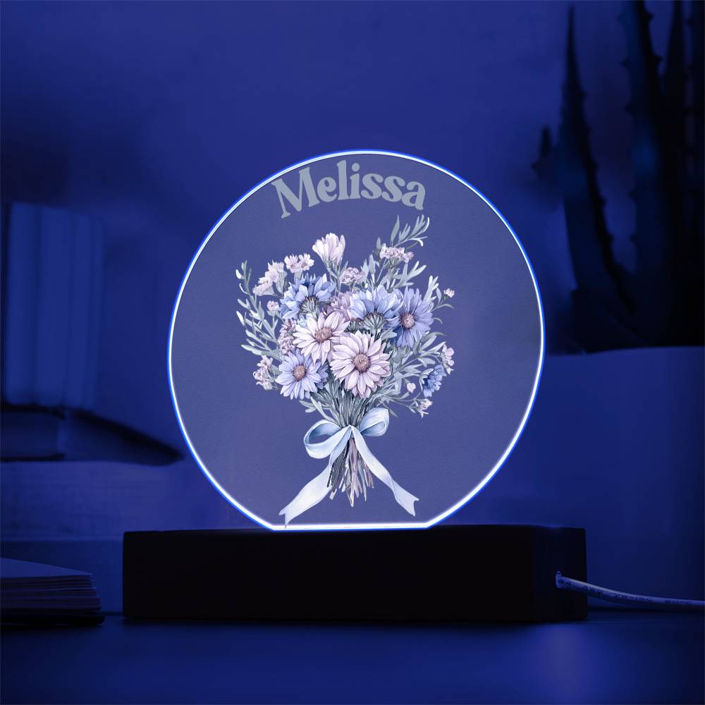 Personalized Name & Birthflower Bouquet LED Lighted Acrylic Plaque