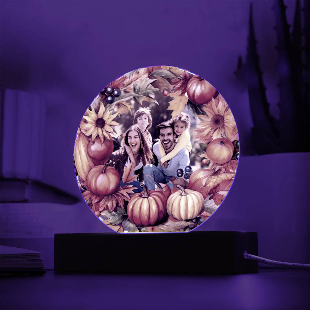 Fall Family Photo Wreath LED Lighted Plaque