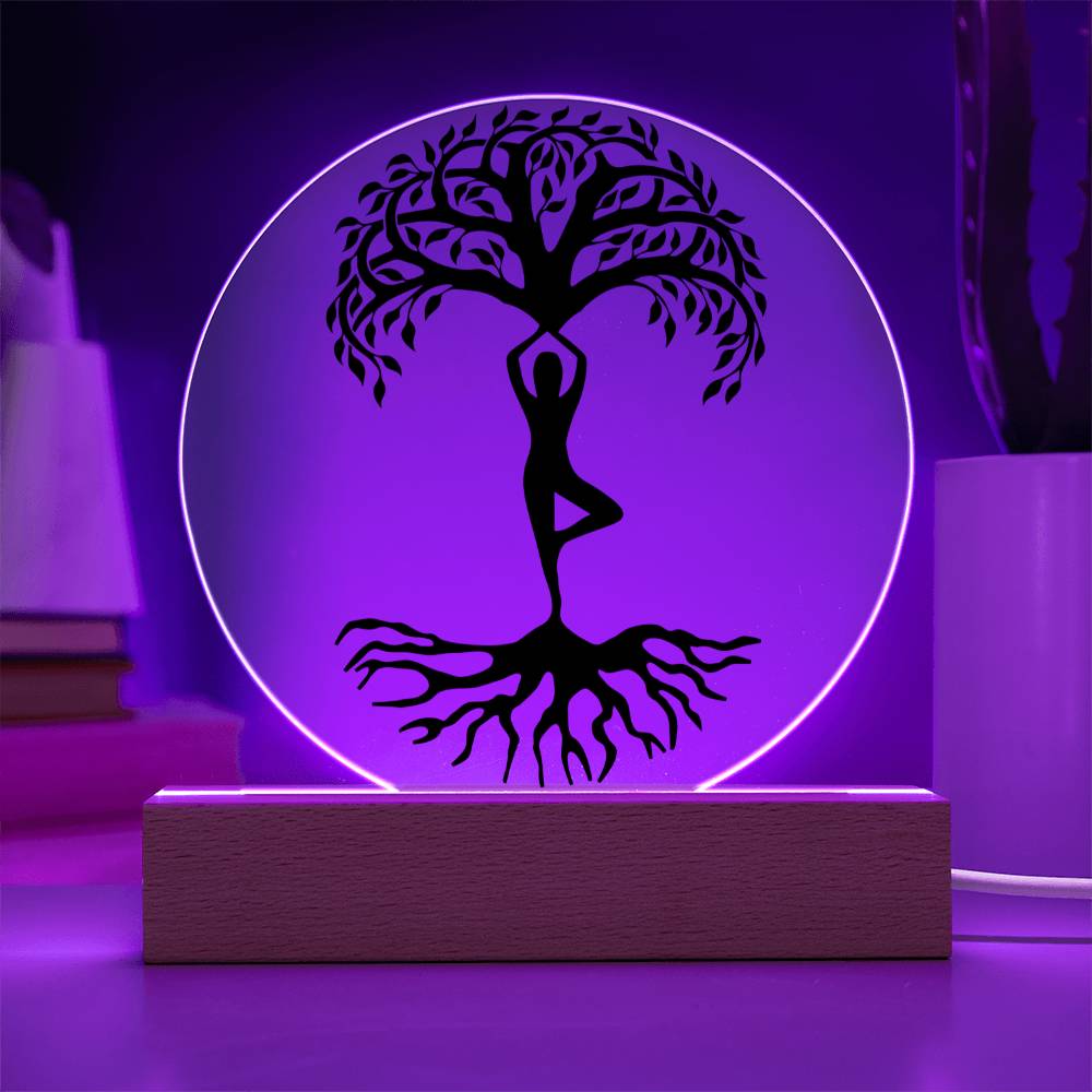 Yoga Buddha Tree LED Lighted Plaque