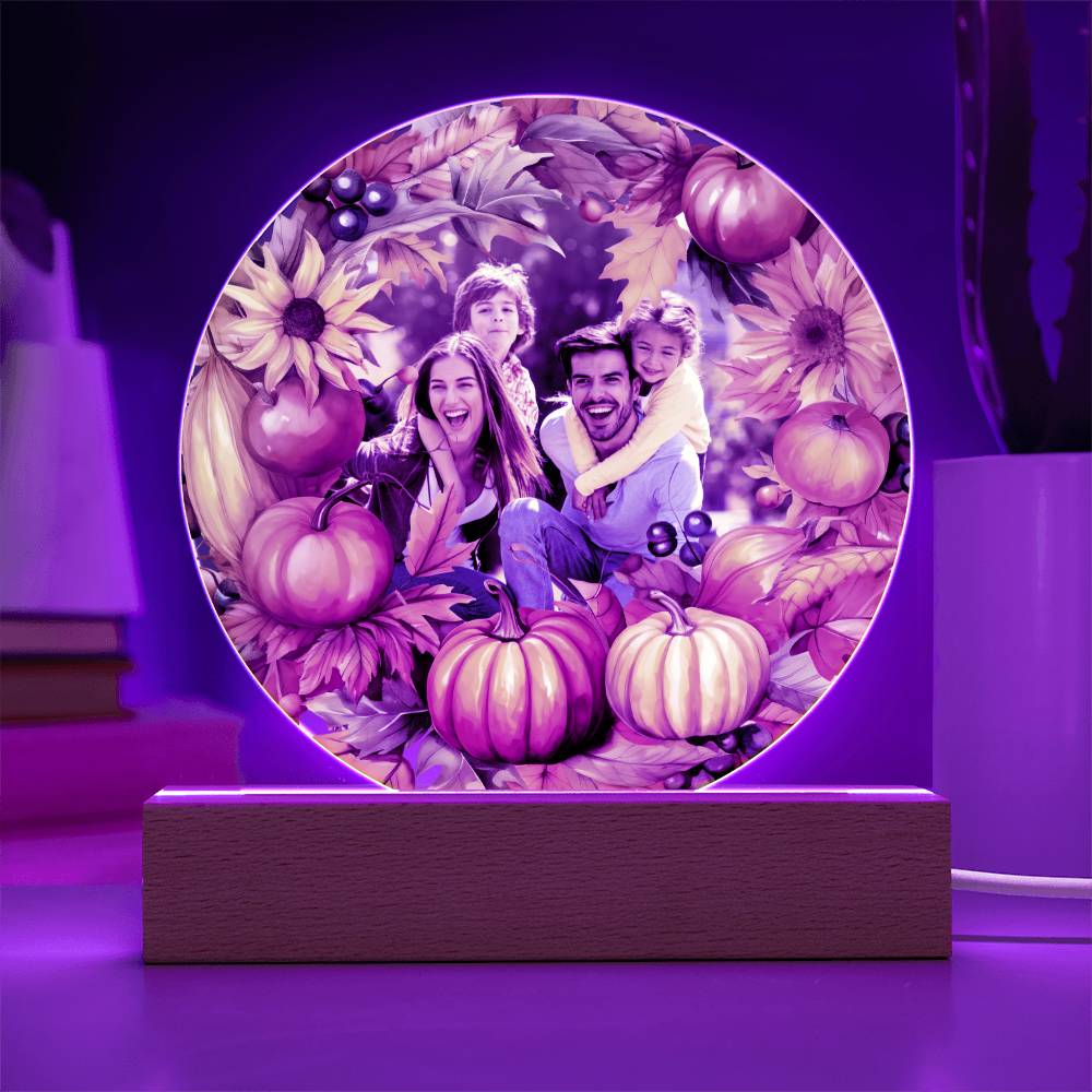 Fall Family Photo Wreath LED Lighted Plaque