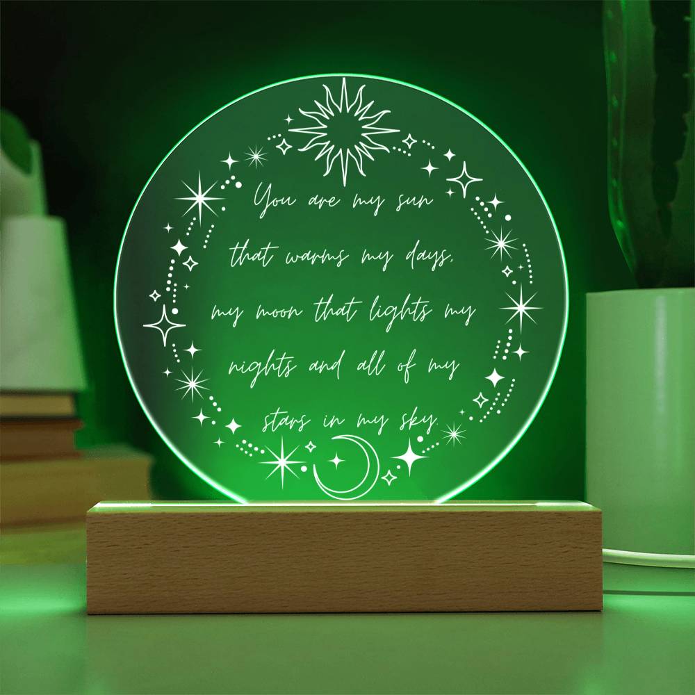 You Are My Sun Moon and Stars LED Lighted Plaque