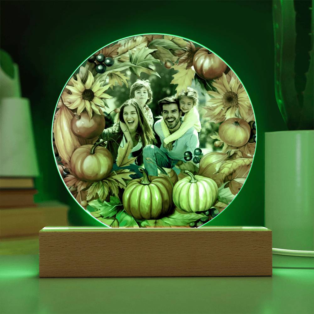 Fall Family Photo Wreath LED Lighted Plaque