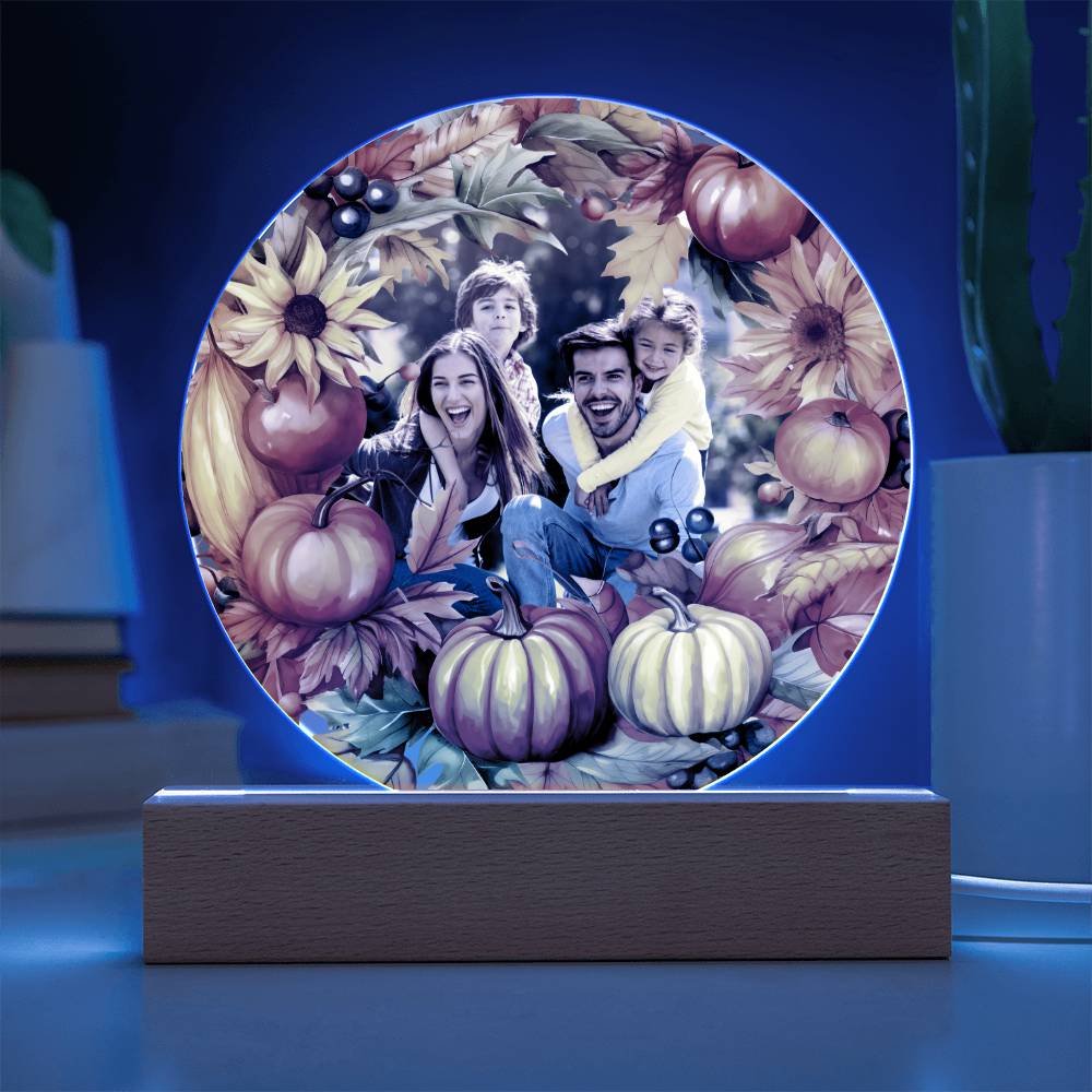 Fall Family Photo Wreath LED Lighted Plaque