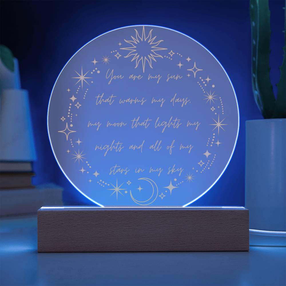 You Are My Sun Moon & Stars LED Lighted Plaque