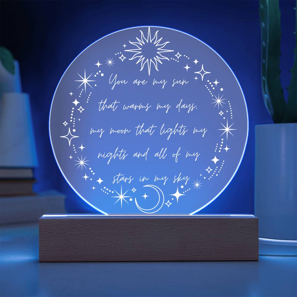 You Are My Sun Moon and Stars LED Lighted Plaque