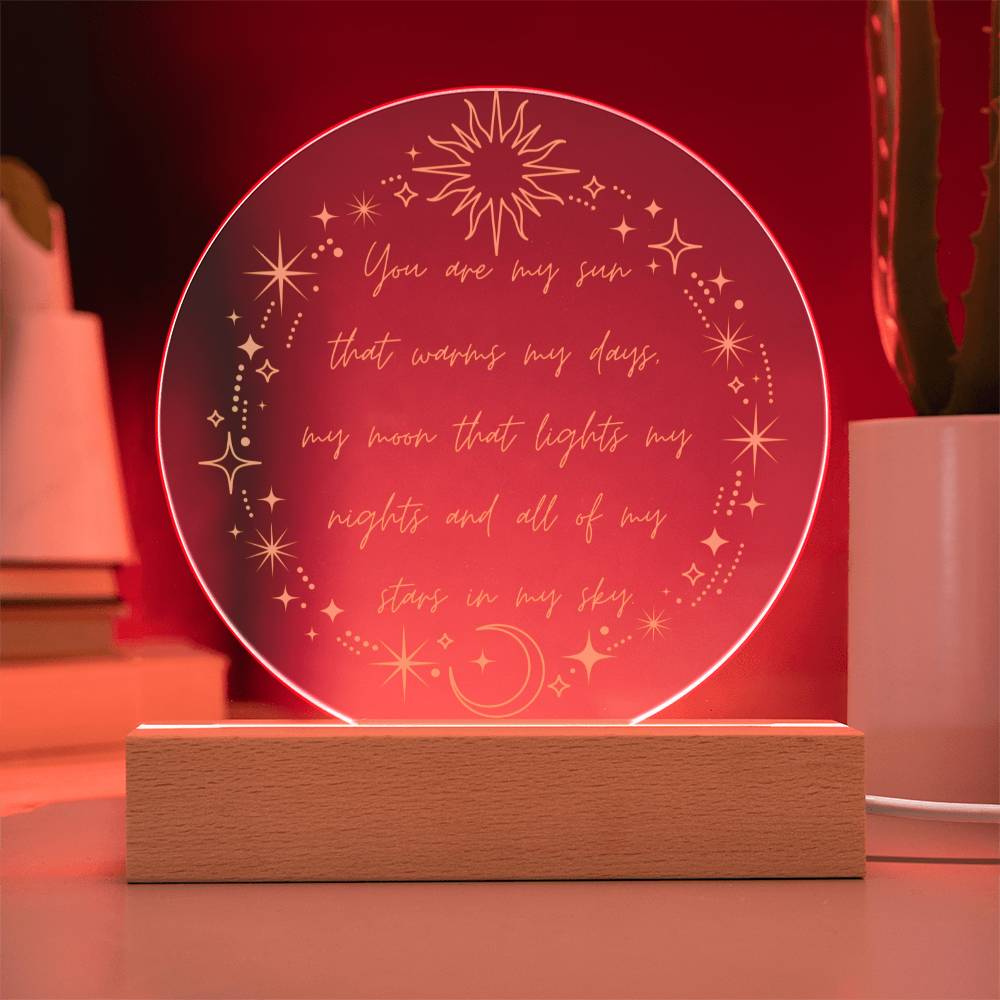 You Are My Sun Moon & Stars LED Lighted Plaque