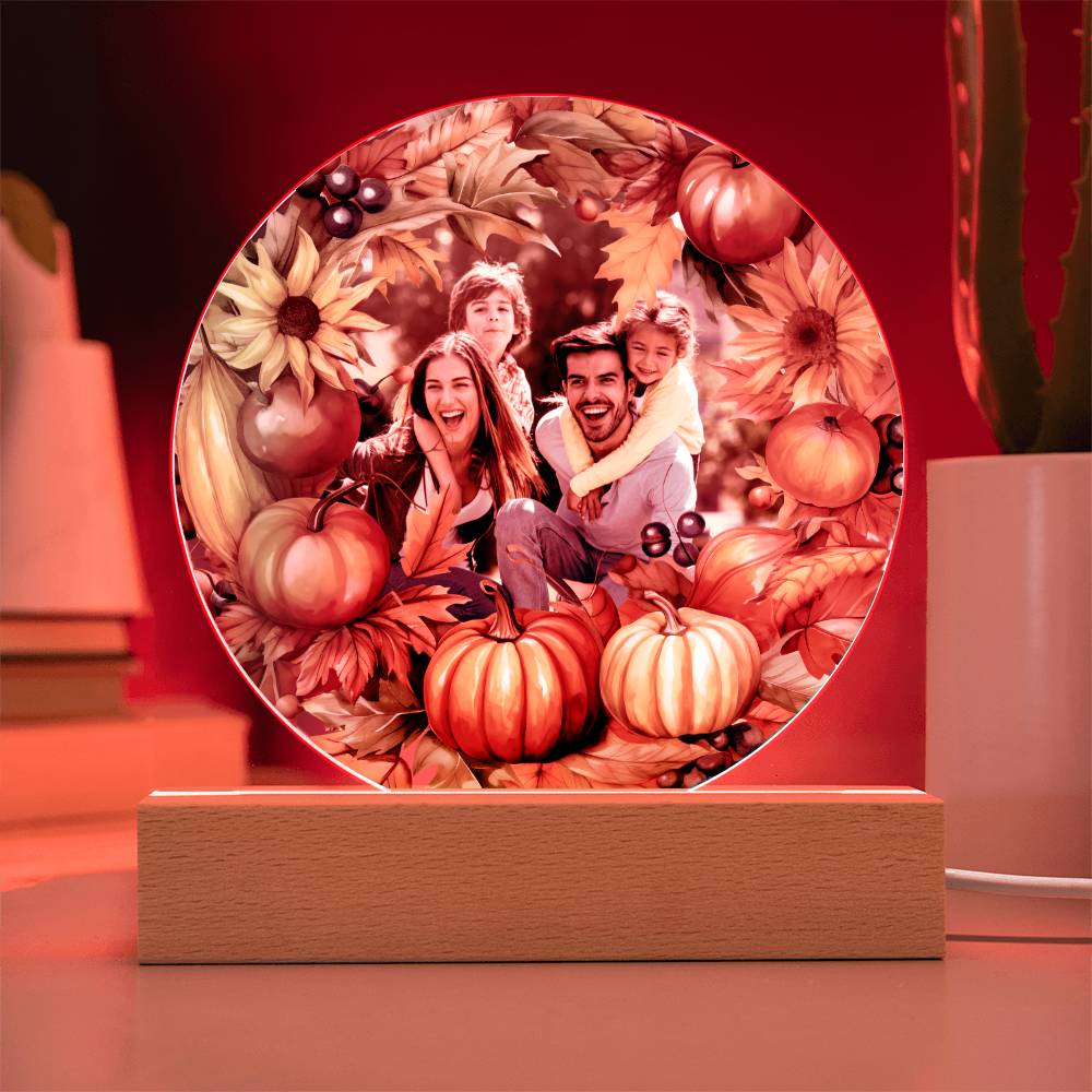 Fall Family Photo Wreath LED Lighted Plaque