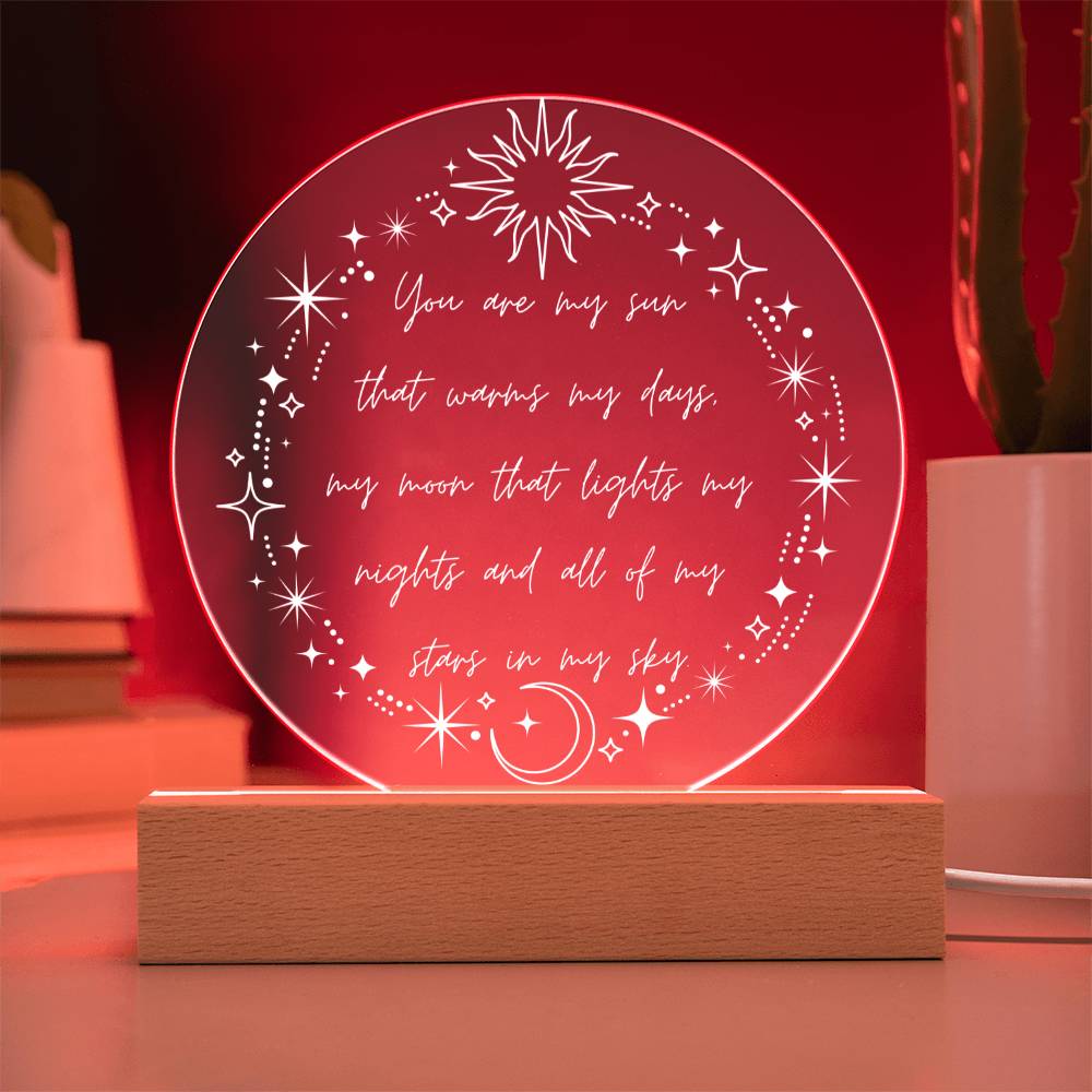 You Are My Sun Moon and Stars LED Lighted Plaque