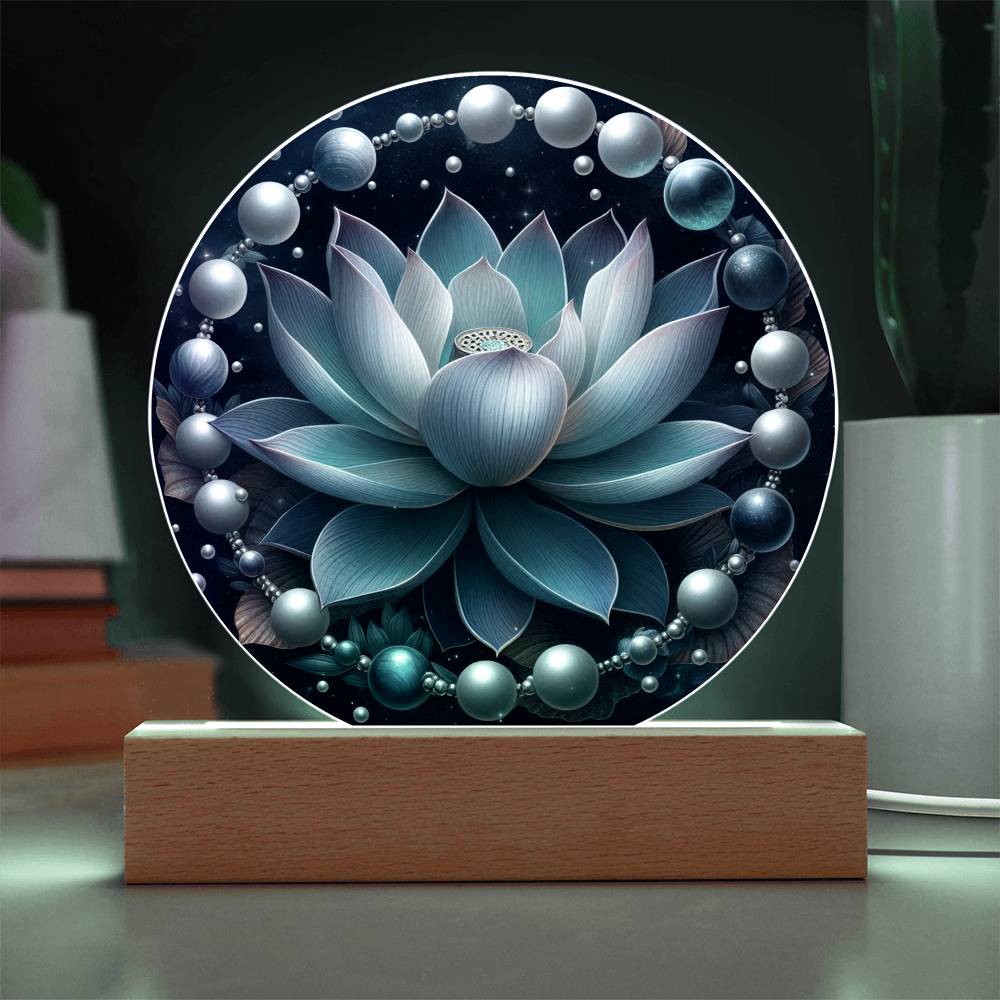 MadamPOTUS47 Blue Lotus & Pearls Harris Election Printed Circle Acrylic Plaque