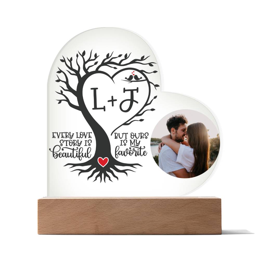 Personalized Our Love Story LED Lighted Heart Plaque