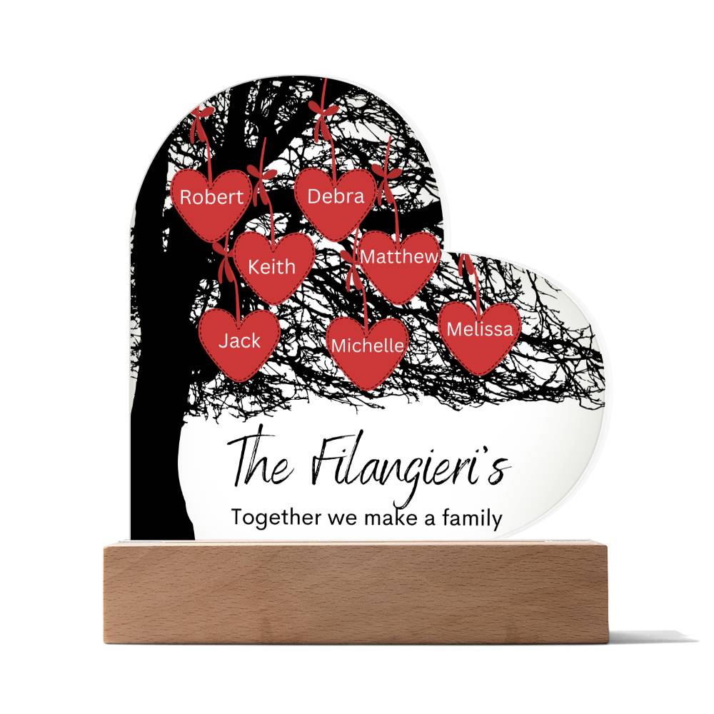 Personalized Together We Make A Family Tree LED Lighted Heart Plaque