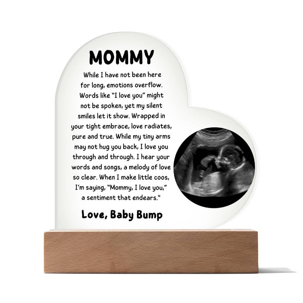 Personalized To Mommy From Baby Bump LED Lighted Sonogram Photo Heart Plaque