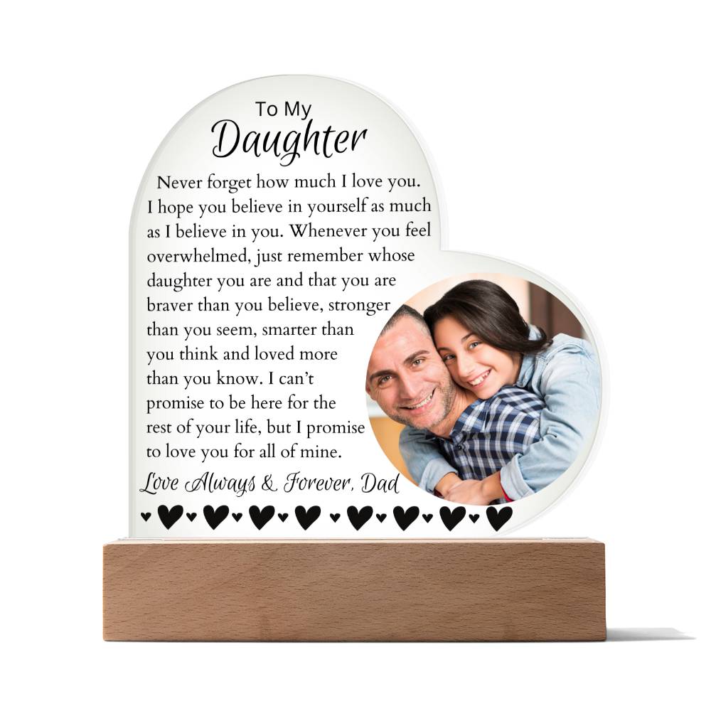 Personalized Daughter LED Lighted Photo Heart Plaque