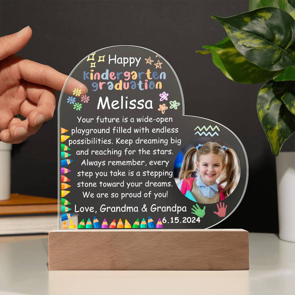 Personalized Kindergarten Graduation Photo Heart Acrylic Plaque