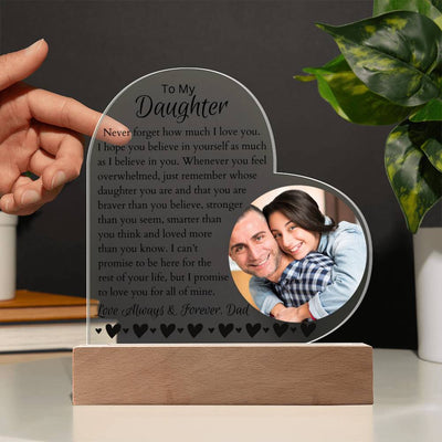 Personalized Daughter LED Lighted Photo Heart Plaque