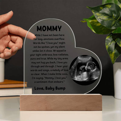 Personalized To Mommy From Baby Bump LED Lighted Sonogram Photo Heart Plaque