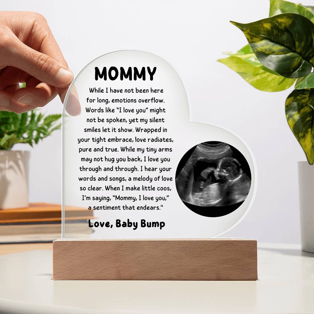 Personalized To Mommy From Baby Bump LED Lighted Sonogram Photo Heart Plaque